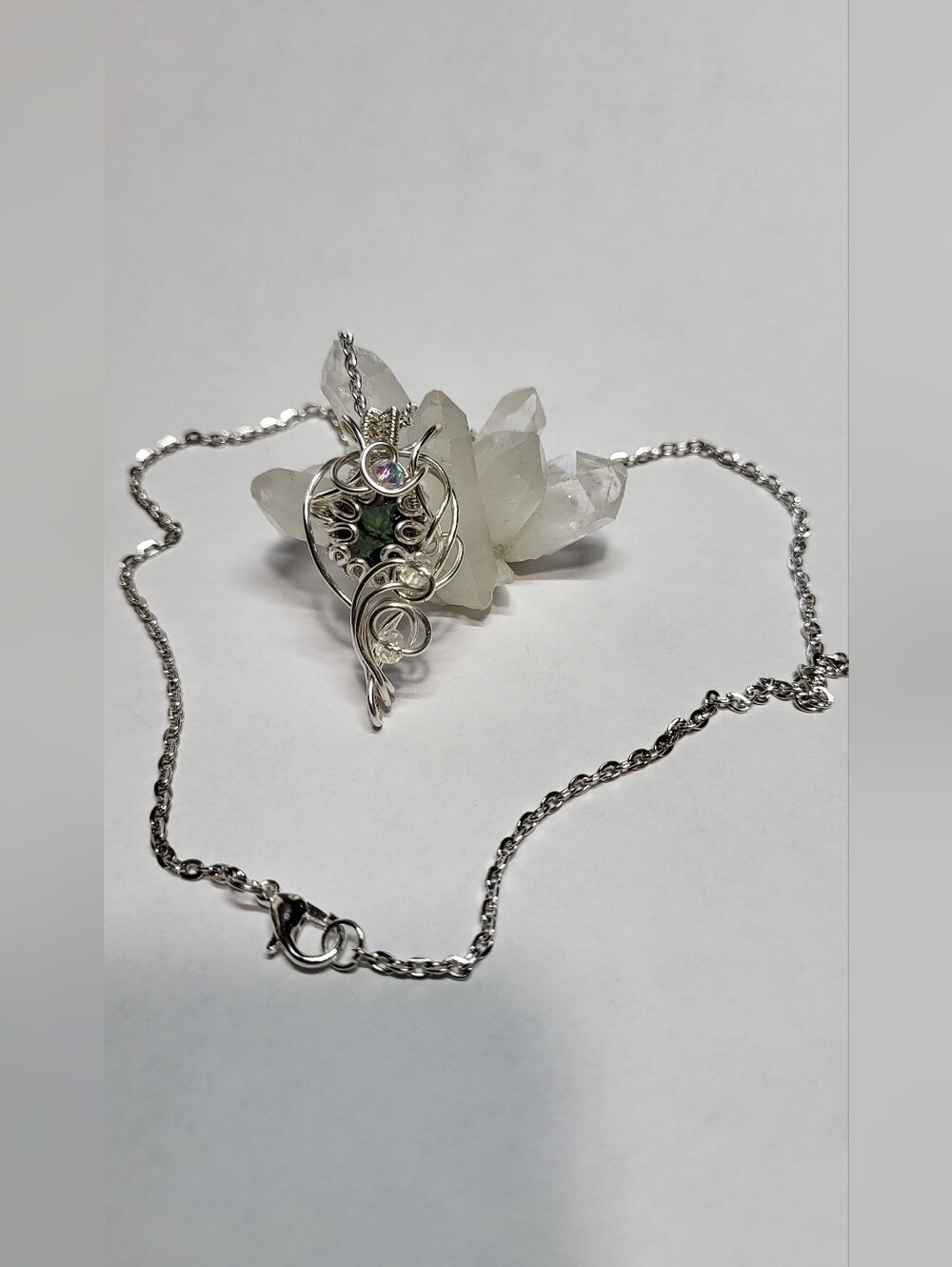 Handcrafted Silver Wire Wrapped Rainbow Mystery Topaz , Pendant Necklace